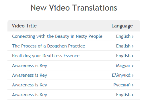 Recent Video Translations